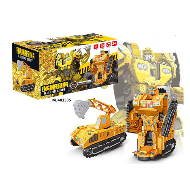 Hot Sale Transformation Robot Toy Construction Vehicle Electric Deformation Excavator Car Toys for Kids with Light Music