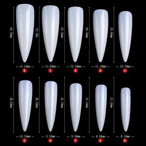 Misscheering 500pcs Ongles Conseils ABS Transparent Couleur Naturelle Sharp Demi Couverture Long Pointu <span class=keywords><strong>Faux</strong></span> Ongles Femme Ongles Conseils - Product Image 5