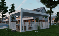 Pergola moderne en aluminium à lames orientables Toscana, auvent en PVC, écologique, imperméable, taille personnalisée, structure extérieure pour balcon, protection UV