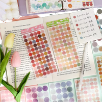 Autocollants esthétiques à pois aquarelle avec dégradé Morandi, autocollants washi translucides pour Bujo et scrapbooking