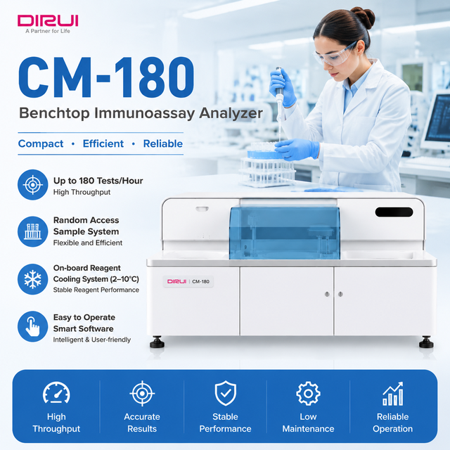 DIRUI High-Efficiency ISO13485&CE Certified Online Technical Support Immunoassay Analyzer for Hospital Labs
