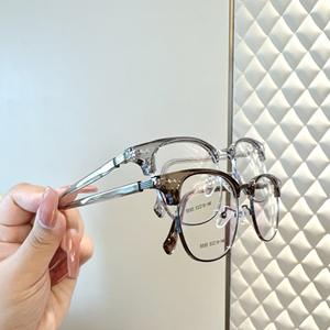 Monturas de Gafas Retro de Doble Punto TR90, Ovaladas, Metálicas, Unisex, con Lentes Acrílicas, Puente Nasal Estándar, Ancho Medio, Danyang 9595 - Product Image 4