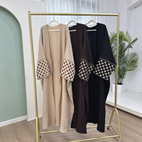 Nouvelle Abaya Modeste Sharut pour Fille, Kimono Musulman, Robe Femme Broderie Crêpe Palestine Kefiyyeh, Abaya de Dubaï pour l'Aïd et le Ramadan