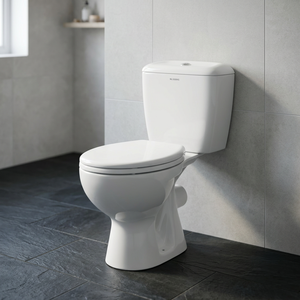 โถสุขภัณฑ์แบบสองชิ้นราคาประหยัด พร้อมฝารองนั่ง - Product Image 1