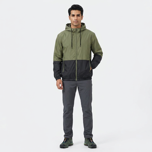 Windbreak OEM Windbreaker Jacket Canvas <b>Stand</b> Collar Plus Size Lightweight Hooded Hiking Breathable Vintage Mens - Product Image 1
