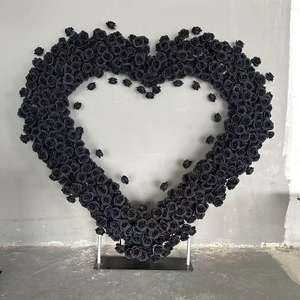 Arco y Flor de corazón de amor blanco al por mayor, arco de flores en forma de Corazón Artificial, arco de flores rosas de lujo para decoración de eventos - Product Image 4