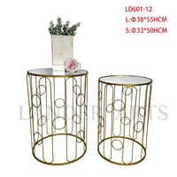 Ensemble de 2 tables d'appoint en métal doré, écologiques, style américain de luxe moderne, table basse, décoration intérieure, meubles de salon, vente en gros