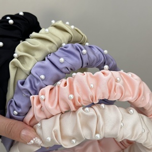 Nouvelle arrivée perle arc-en-ciel couleur plissé bandeaux pour femmes <span class=keywords><strong>facile</strong></span> Match sorties été cheveux accessoires en gros - Product Image 2