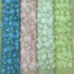 Popular 100% Polyester <strong>Material</strong> 3D Net Floral Fabric <strong>Embroidery</strong> Lace for Dress - Product Image 2
