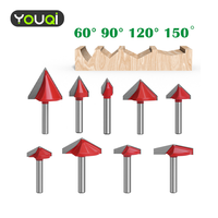 YouQi 6Pcs 90 ° V-Groove 3D Gravure Routeur Bits Set pour le travail du bois CNC Sculpture