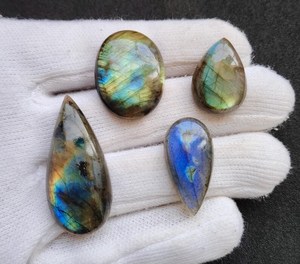 Lot de pierres précieuses de labradorite bleue éclatante, cabochons en vrac, 110 carats, pour la fabrication de bijoux naturels, exportateur en gros, Inde - Product Image 4
