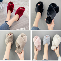 Pantoufles fourrées personnalisées OEM pour femmes, à bout ouvert, avec logo, semelle antidérapante en TPR, chaudes, pour intérieur et extérieur, idéales pour les séjours à domicile