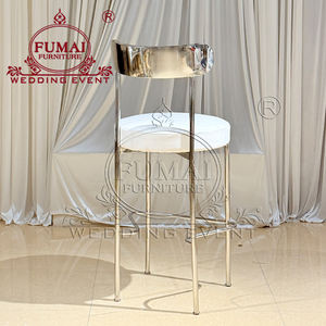 Taburetes altos comerciales tapizados con estructura de acero inoxidable plateado para bares y restaurantes - Product Image 5