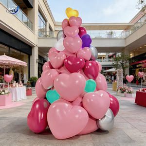 Sculpture d'arbre de Noël en fibre de verre créative, fantaisiste et durable, en forme de cœur, à poser au sol, ornement décoratif LED - Product Image 1