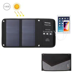 Nhà Máy Giá HAWEEL 14 Wát Ultrathin 4-Fold Có Thể Gập Lại Solar Panel Charger Với 5V / 2.2A USB Port Linh Hoạt Solar Cell Panel Sạc