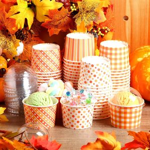 Logo imprimé personnalisable Bol à crème glacée biodégradable Emballage de crème glacée jetable Gobelets en papier ordinaire avec couvercle - Product Image 6