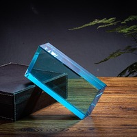 Brique en verre givré solide 50*100*200mm Couleur bleue Briques décoratives pour murs extérieurs de bâtiments industriels