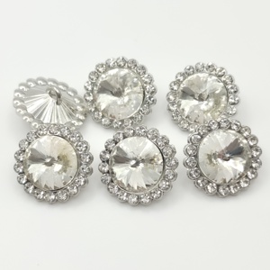 Nickel-miễn phí 18mm pha lê Rhinestone rõ ràng Bạc Kim Cương Nút Bạc mạ nút trang trí - Product Image 6