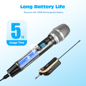 Microphones sans fil UHF doubles portables, faible latence, portée de 50 m, micro plug-and-play pour karaoké, soirées à domicile, <span class=keywords><strong>discours</strong></span>, vente en gros - Product Image 5