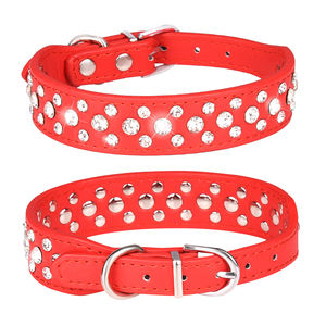 Collar brillante de cuero y cristal para mascotas, collar duradero para perro - Product Image 2