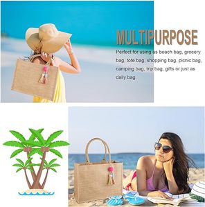 Premium Shopping Picnic Travel Beach Bridesmaids Large Capacity Foldable Waterproof Jute Hand Bag for Women - Product Image 4