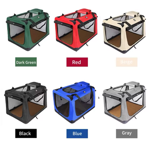 Perrera de Metal de tela Oxford única moderna, venta al por mayor, transportador de perros, coche plegable suave, casa de transporte montable, patrón sólido - Product Image 6