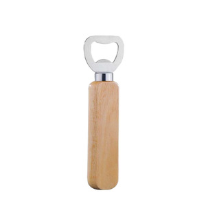 Abridor de botellas de madera con mango plano de acero inoxidable, color madera natural, 14,2x4cm, para cerveza, bebidas alcohólicas, uso doméstico - Product Image 2
