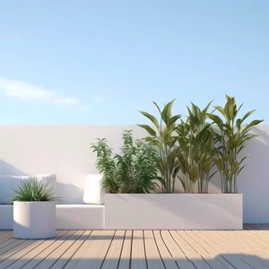 Jardinière en acier de <span class=keywords><strong>grande</strong></span> taille personnalisée K75, pot de fleurs et bac à plantes, métal blanc rectangulaire, jardinière d'extérieur - Product Image 2