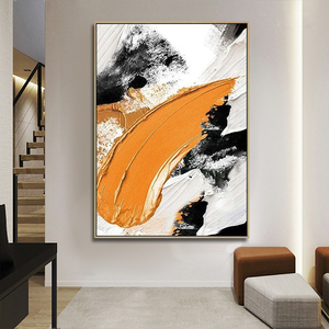 Nuovo Design Moderno Quadro Decorativo per Soggiorno, Arte Murale in Acrilico Giallo, Dipinto Astratto su Tela Fatto a Mano - Product Image 1