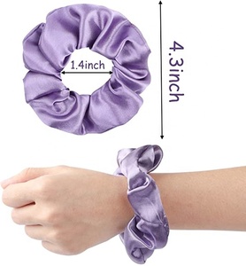 PL สายรัดผมแบบยืดได้สำหรับผู้หญิงมัดผมทำจากผ้าซาตินสีทึบ - Product Image 5