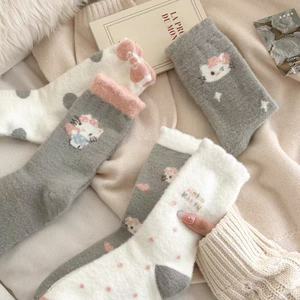 Morning Talk Women's Thick Fleece Mid Calf <b>Socks</b> Cute Cartoon Warm Winter <b>Socks</b> - Product Image 4