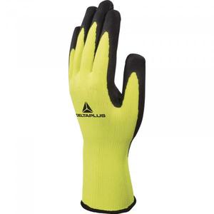 DELTA PLUS - VV733JAG610 Gant tricoté en polyester jaune-noir fluorescent avec paume enduite de mousse de latex GANTS - Product Image 1