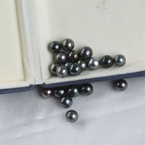 천연 진주 도매 8-8.5mm타히티 어 검은 진주 둥근 모양 바다 진주 느슨한 비즈 - Product Image 2
