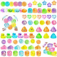 Jouets sensoriels anti-stress transparents et moelleux à paillettes, en forme de boulette, cube, balle, canard, étoile, colorés, vente en gros à bas prix