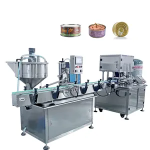 Guangzhou Fabriek Volautomatische Roterende Pomp Vulling En Negatieve Druk Kan Afdichting Verpakkingsmachine Voor Lunchvlees