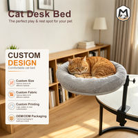 Perchoir pour chat à fixer au bureau, réglable en hauteur, impression personnalisée 40*40cm 360°, vente en gros ° Coussin doux pour chaton, non pliable, à fixation par pince rotative