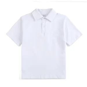 Wholesales למעלה 100% מסורק כותנה רקום מותאם אישית לבן ריק קיץ ילדים בני טי פולו t חולצה
