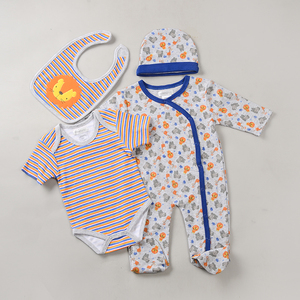 Conjunto de Ropa de Bebé Unisex de 4 Piezas, Tejido de Algodón 100%, Estampado, Estilo Chino, Primavera, Personalizado, de Alta Calidad - Product Image 6