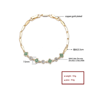 Pulsera Dorada <span class=keywords><strong>para</strong></span> Hombre, Conjunto al por Mayor, Oro Laminado de 18K, Bisutería, <span class=keywords><strong>Pulseras</strong></span> de Zirconia con Trébol de Cuatro Hojas <span class=keywords><strong>para</strong></span> <span class=keywords><strong>Adolescentes</strong></span> - Product Image 6