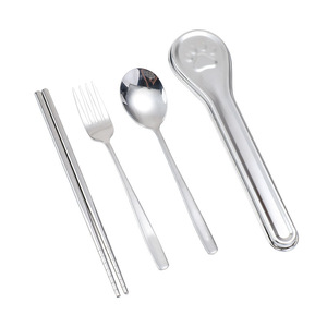 304 Stainless Steel Spoon Fork Chopsticks Set Portable Cute Design For Travel Student Use Dishwasher Safe - Product Image 5