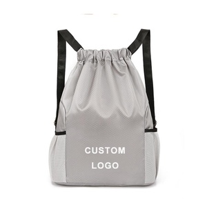 Sac à cordon personnalisé avec logo promotionnel, sac à dos de sport en polyester 210D de haute qualité, sacs de sport en nylon avec poche zippée - Product Image 2