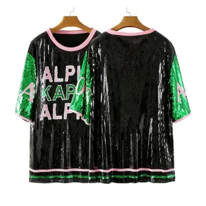 2024 Tops Fashionable AKA Sorority Alpha Summer Plus Size Women Sorority Clothing Sequin Dress