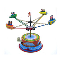 Carrousel vintage en forme de vaisseau spatial à remonter, jouet en métal classique, décoration de bureau, jouet rotatif en métal, cadeau pour enfants, objet de collection rétro, décoration de table
