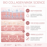 Masque en feuille d'hydrogel hydratation intense soin quotidien peau mature raffermissant affinant les pores élasticité OEM Marque Privée
