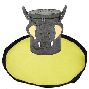 Tappetino da gioco grande e cestini portaoggetti per giocattoli cestino pieghevole in tela borsa portaoggetti rapida per giocattoli da esterno per bambini - Product Image 2