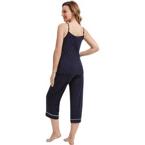 Ensemble de pyjama personnalisé pour femmes, 2 pièces, pantalon capri, vêtements de nuit, viscose de bambou douce, pyjamas S XXL - Product Image 1