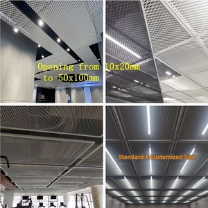 Système de plafond en maille métallique expansée en aluminium, vente en gros d'usine, tôles en maille d'acier diamantée pour la décoration de bâtiments - Product Image 2