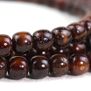 Hainan Bodhi Seed <b>Bracelet</b> 108 Beads Star Moon Pattern Black Veined Barrel Shape Religious Ceremony Unisex Jewelry - Product Image 2