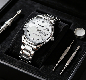 Reloj Mecánico <span class=keywords><strong>de</strong></span> Lujo con Logotipo Personalizado, Acero Inoxidable, Movimiento Automático <span class=keywords><strong>Eta</strong></span> 2836-2, Cristal <span class=keywords><strong>de</strong></span> Zafiro, Esfera Blanca - Product Image 3