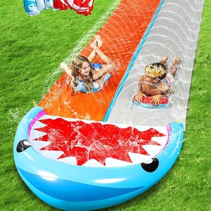 สไลเดอร์น้ำเป่าลมแบบสองเลน ทำจาก PVC สำหรับเด็กเล่นสนุกในสวน - Product Image 2